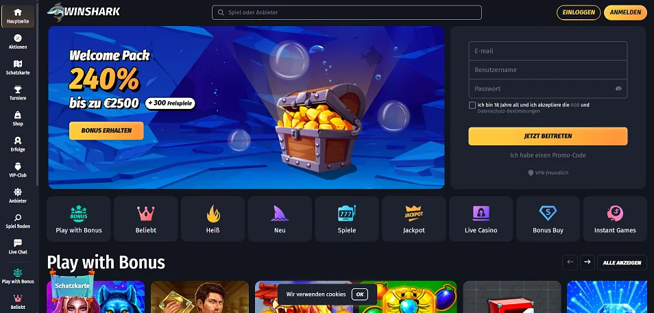 winshark casino website